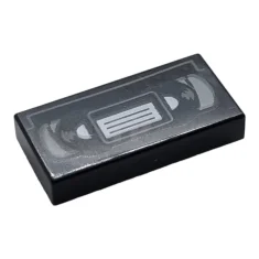 LEGO Tile 1 x 2 with Video Cassette Pattern