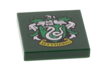 LEGO Tile 2 x 2 with Groove with 'SLYTHERIN' House Crest…