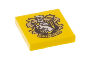 LEGO Tile 2 x 2 with Groove with 'HUFFLEPUFF' House Crest…
