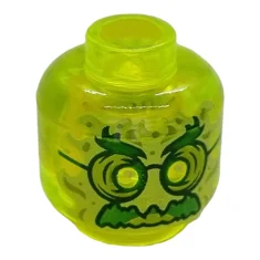LEGO Minifigur, Kopf Alien Ghost mit gelblich-grünem Gesicht, buschigen Augenbrauen, Brille,…