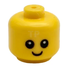 LEGO Minifigur, Baby-/Kleinkindkopf mit Hals, schwarzen Augen, weißen Pupillen und Lächelmuster
