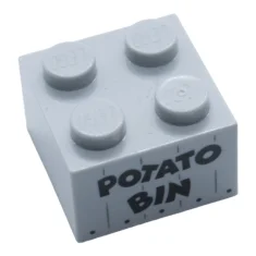 LEGO Brick 2 x 2 with 'POTATO BIN' Pattern