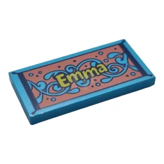 LEGO Tile 2 x 4 with 'Emma' Beach Towel Pattern