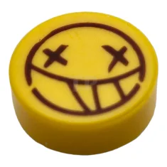 LEGO Tile 1 x 1 Round with Smilie Face and X…