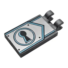 LEGO Tile, Modified 2 x 3 with 2 Clips with Silver…