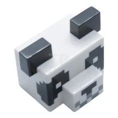 LEGO Testa di creatura pixelata con volto bianco, bocca grigia, orecchie,…