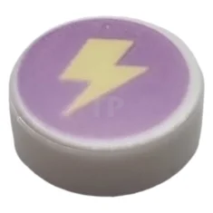 LEGO Tegel 1 x 1 Rond met bliksemschichtpatroon