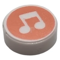LEGO Fliese 1 x 1 Rund mit Musiknoten-Muster