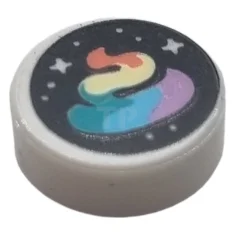 LEGO Fliese 1 x 1 Rund mit Regenbogen-Kot-Muster (Emoji)