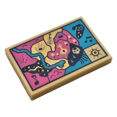 LEGO Tile 2 x 3 with Trolls World Tour Map Pattern