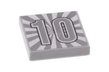 LEGO Tile 2 x 2 with Groove with Silver Number '10'…