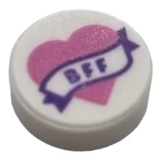 LEGO Tile 1 x 1 Round with 'BFF' Pattern