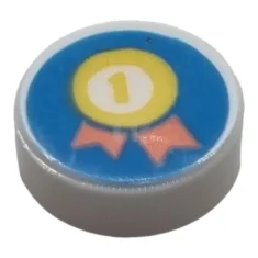 LEGO Tile 1 x 1 Round with Medal Number '1' Pattern