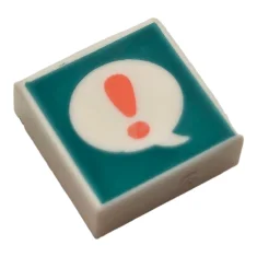 LEGO Fliese 1 x 1 mit Ausrufezeichen im Sprechblasen-Muster