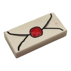 LEGO Tile 1 x 2 with Envelope with Wax Seal Pattern