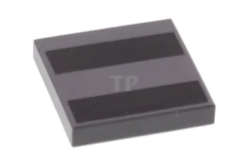 LEGO Tile 2 x 2 with Groove with 2 Black Stripes…