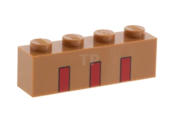 LEGO Brick 1 x 4 with Three Partial Red Stripes Pattern