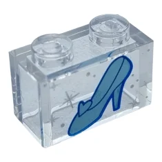 LEGO Stein 1 x 2 ohne Noppen und Schuhmuster (Cinderella Glass…