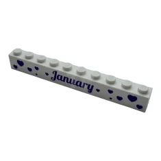 LEGO Brick 1 x 10 with Dark Purple 'January' and 'February'…