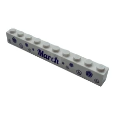 LEGO Brick 1 x 10 with 'March' and 'April' on Opposite…