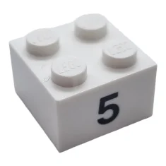 LEGO Brick 2 x 2 with '5' Pattern