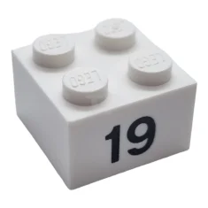 LEGO Brick 2 x 2 with '19' Pattern