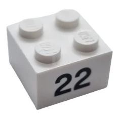 LEGO Brick 2 x 2 with '22' Pattern