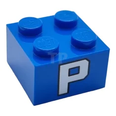 LEGO Brick 2 x 2 with P Pattern on Two Sides