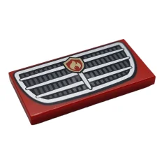 LEGO Tile 2 x 4 with Grille and Fire Logo Pattern
