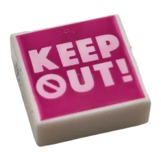 LEGO Piastrelle 1 x 1 con la scritta "KEEP OUT! Schema