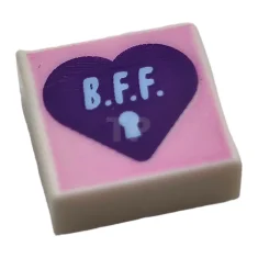 LEGO Tile 1 x 1 with Heart with 'B.F.F' Pattern