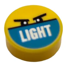 LEGO Tile 1 x 1 Round with Angry Eyes and 'LIGHT'…