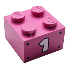 LEGO Brick 2 x 2 with Number 1 Pattern on Two…