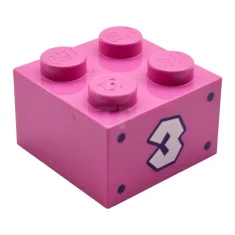 LEGO Brick 2 x 2 with Number 3 Pattern on Two…