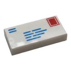 LEGO Tile 1 x 2 with Envelope, Addresses and Stamp Pattern