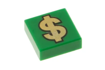 LEGO Fliese 1 x 1 mit Dollarzeichen '$' Muster