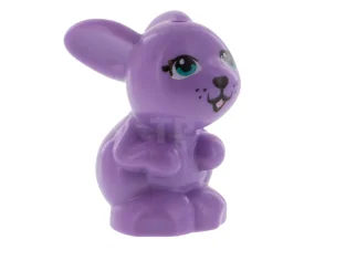 LEGO Bunny / Rabbit, Friends, Sitting with Dark Turquoise Eyes, Black…
