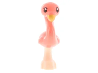 LEGO Vogel, Flamingo Friends met koraalkleurig lichaam, zwarte ogen en gouden…