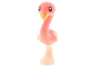 LEGO Vogel, Flamingo Friends met koraalkleurig lichaam, zwarte ogen en gouden…