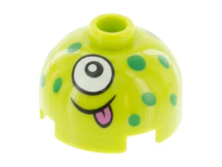 LEGO Brick, Round 2 x 2 Dome Top with Green Dots,…