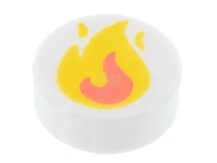 LEGO Fliese 1 x 1 Rund mit Flammenmuster