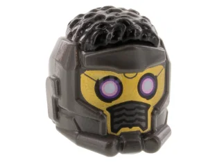 LEGO Minifigur, Kopfbedeckung Helm Space Wraparound mit schwarzem Haar auf der…