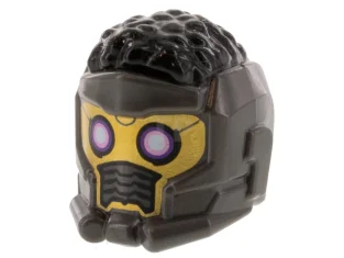 LEGO Minifigur, Kopfbedeckung Helm Space Wraparound mit schwarzem Haar auf der…