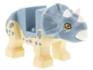 LEGO Dinosaurus Triceratops Baby met zandblauwe bovenkant met witte hoorns en…