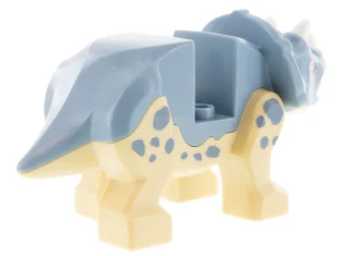 LEGO Dinosaurus Triceratops Baby met zandblauwe bovenkant met witte hoorns en…