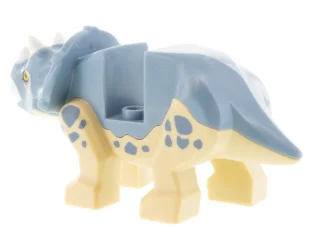 LEGO Dinosaurus Triceratops Baby met zandblauwe bovenkant met witte hoorns en…