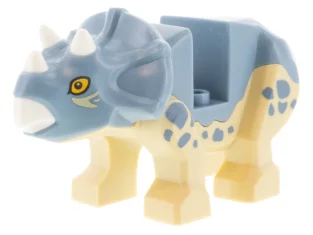 LEGO Dinosaurus Triceratops Baby met zandblauwe bovenkant met witte hoorns en…