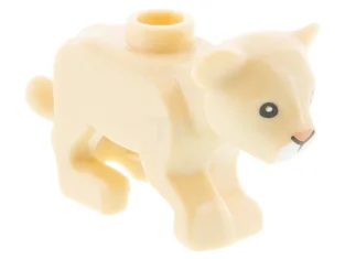 LEGO Leeuw Baby Welpje met Zwarte Ogen, Welgat Neus en Witte…
