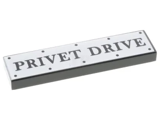 LEGO Tile 1 x 4 with 'PRIVET DRIVE' Road Sign Pattern