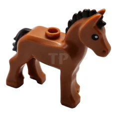 LEGO Paard, veulen met 1 nop op de rug, donkerbruine manen…